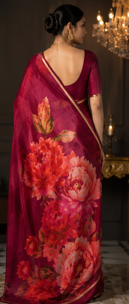 Crape printed saree