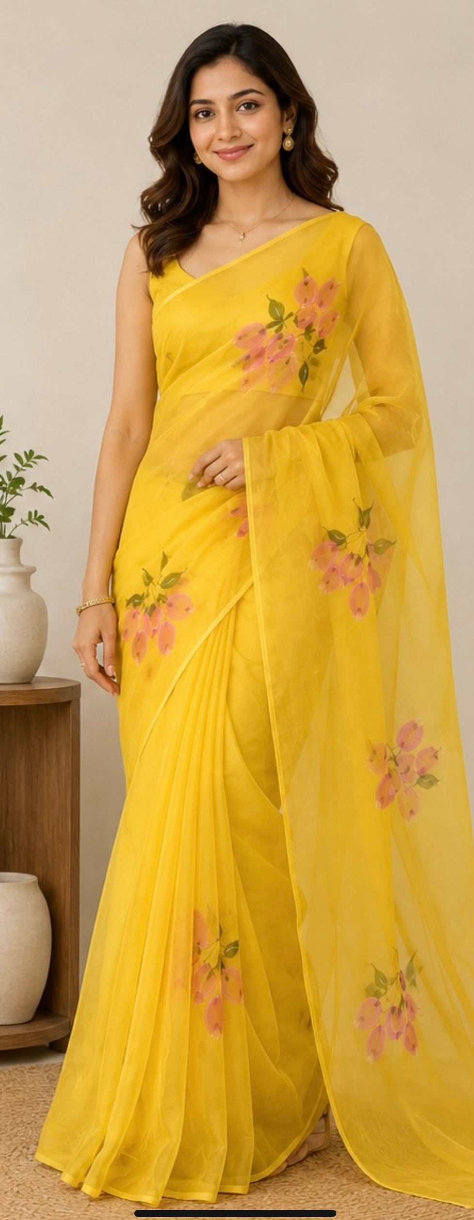 Organza hand paint saree