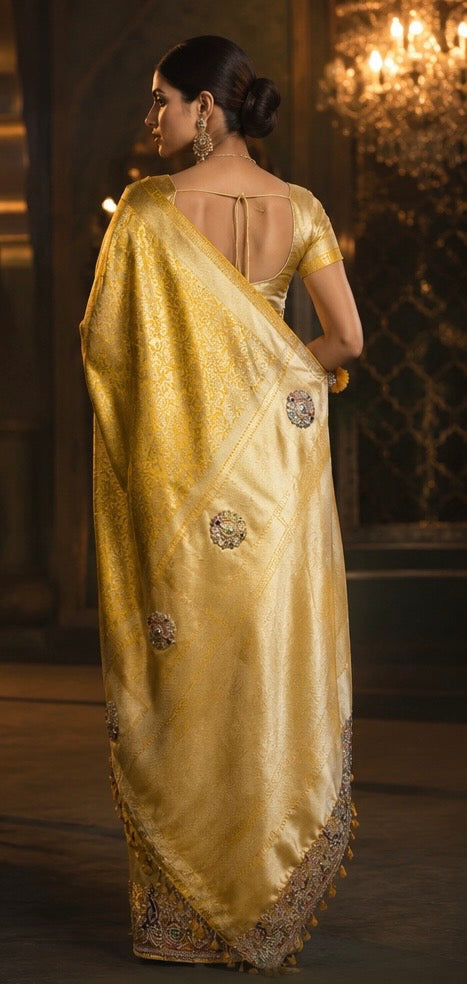 Silk embroidery saree