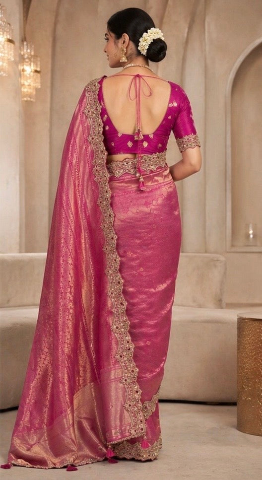 Silk  embroidery saree