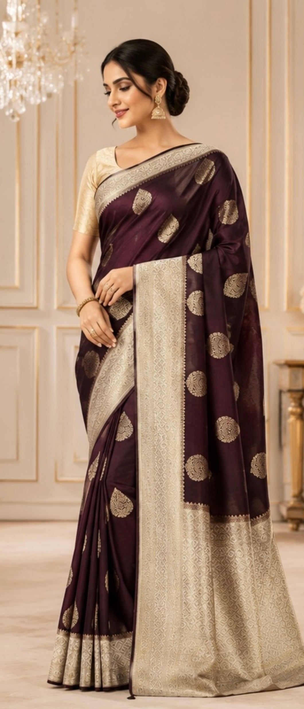 Crape weaving saree