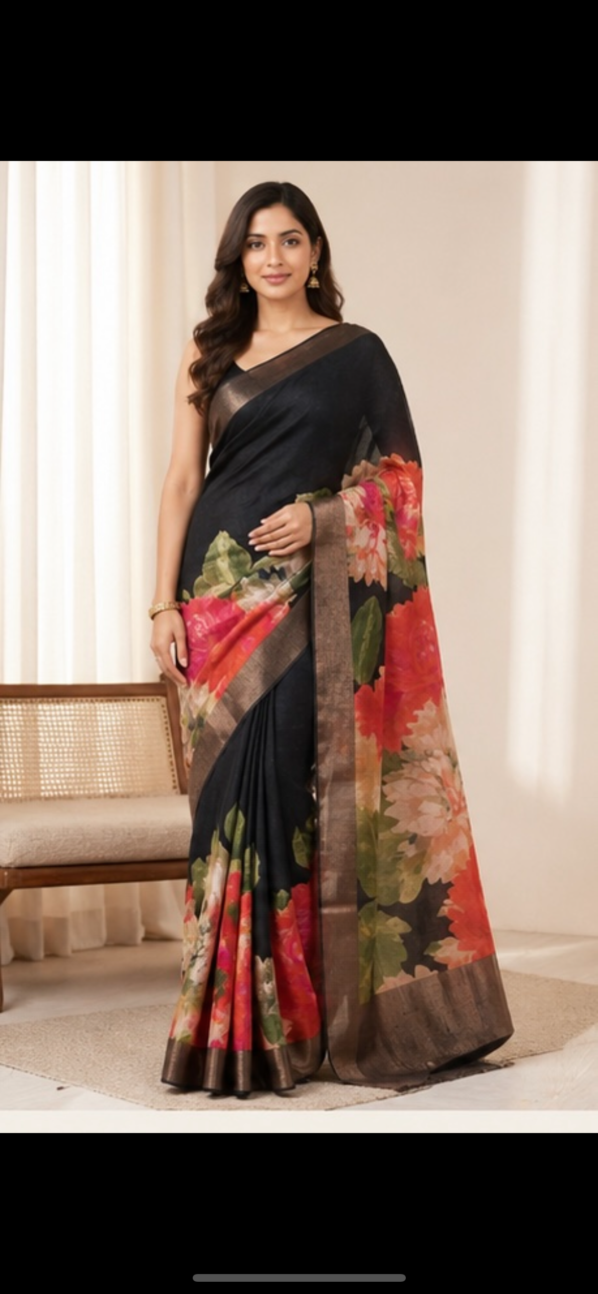 Linen printed saree