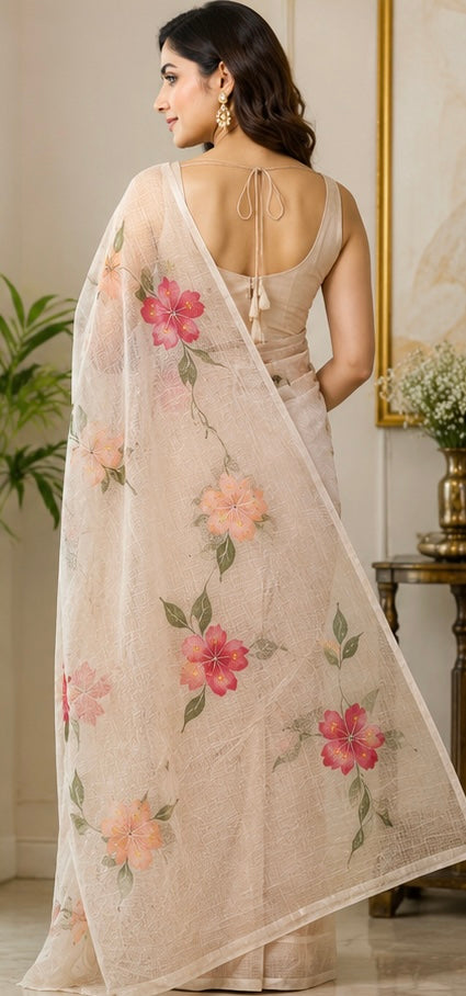 Cota doria hand paint saree