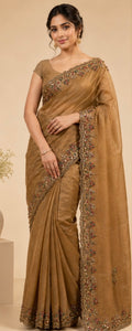 Organza embroidery saree