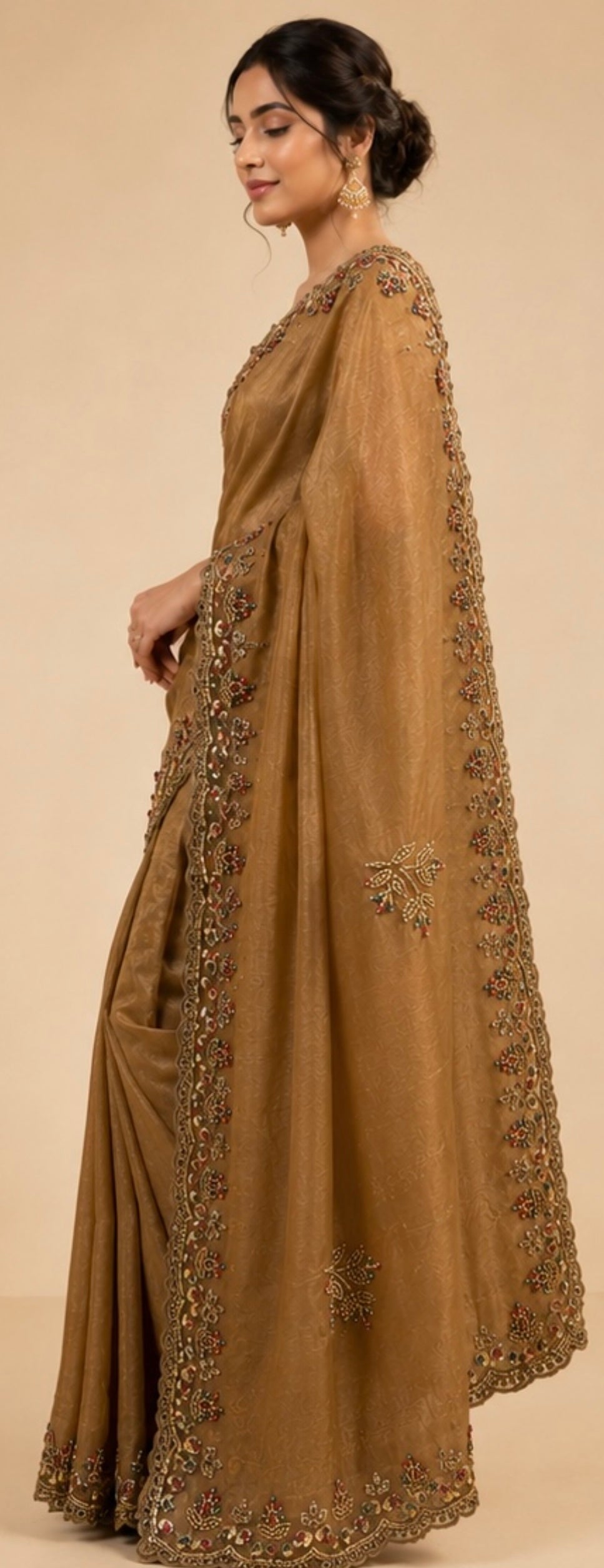 Organza embroidery saree