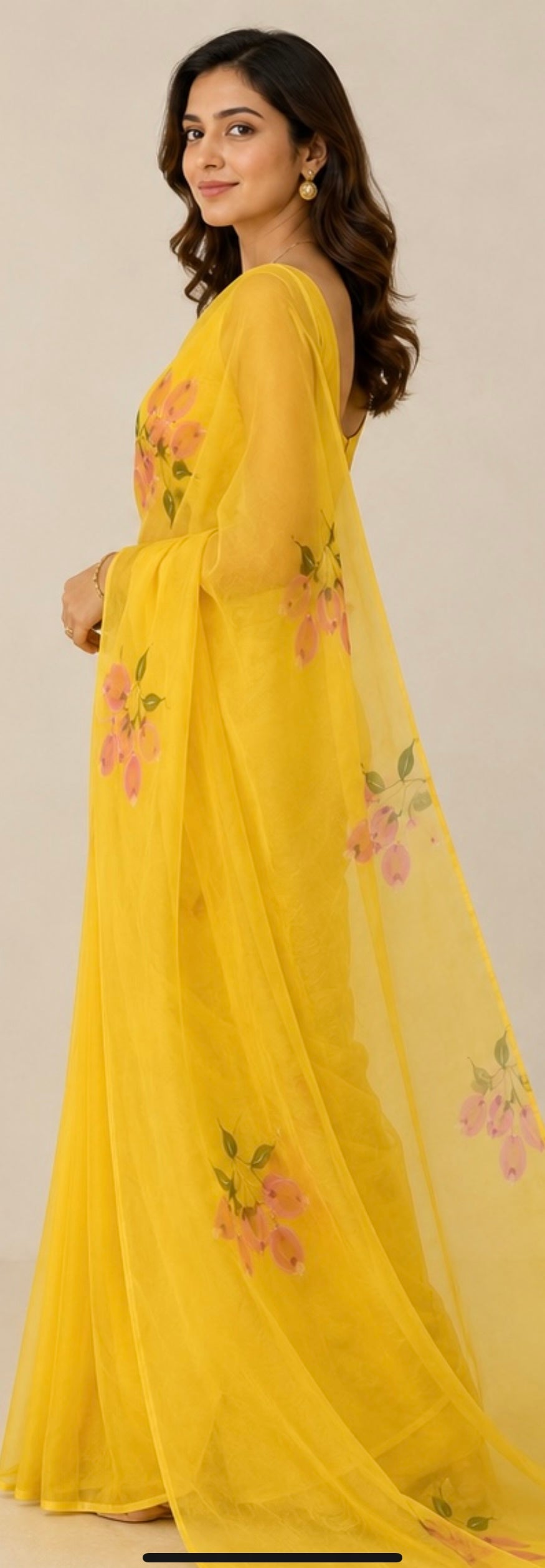 Organza hand paint saree