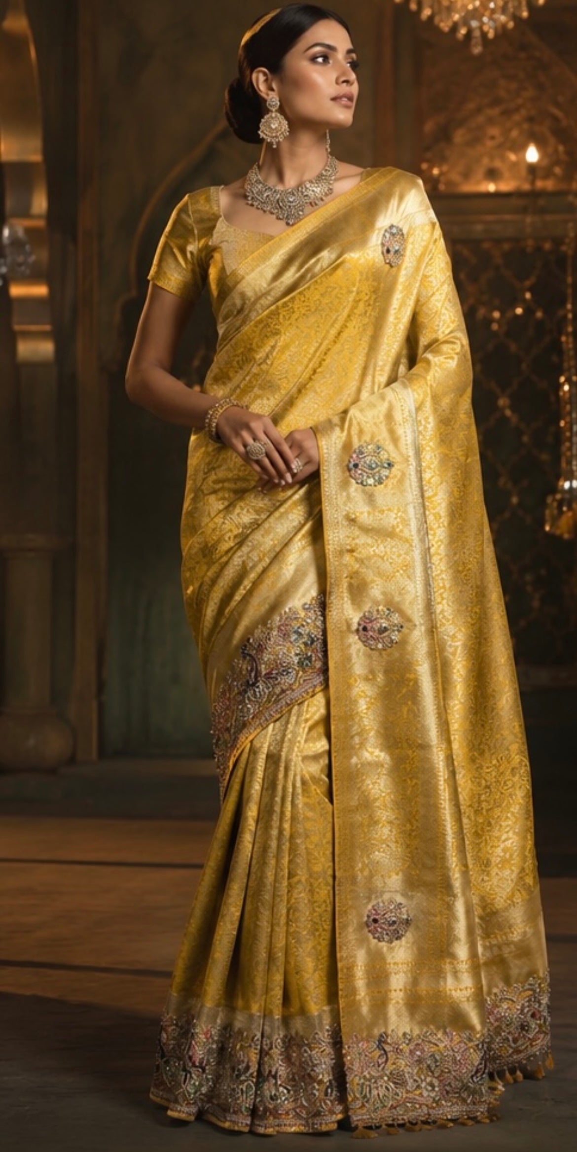 Silk embroidery saree