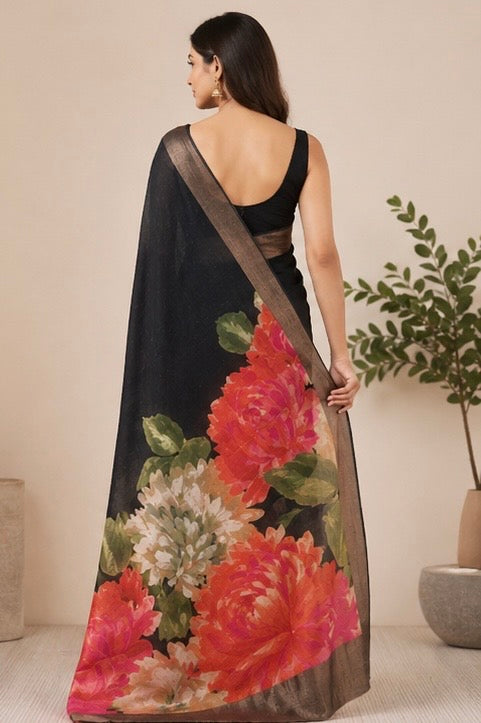 Linen printed saree