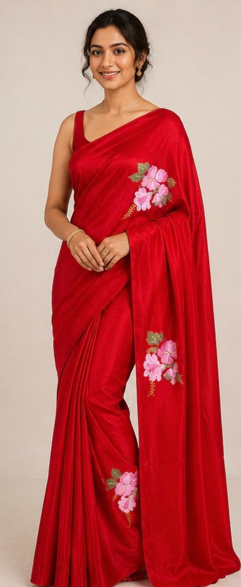 Crape hand paint saree