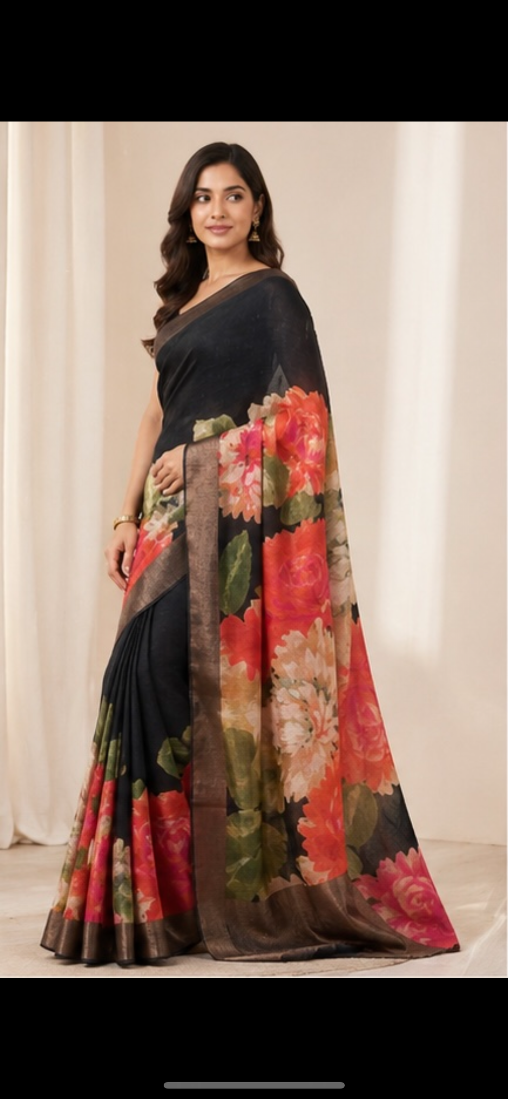 Linen printed saree