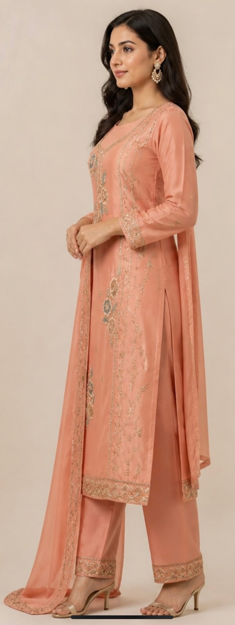 Silk embroidery suit