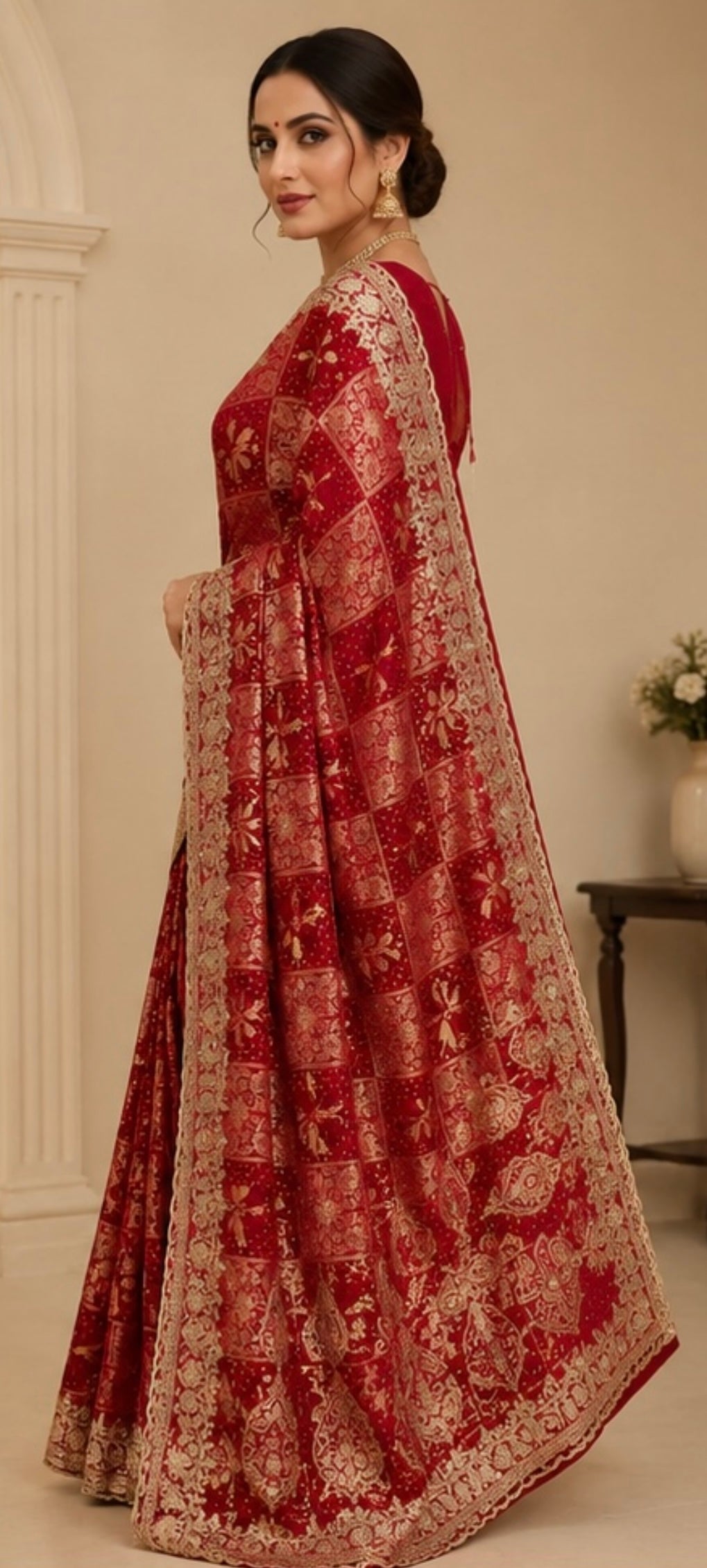 Gorget embroidery saree