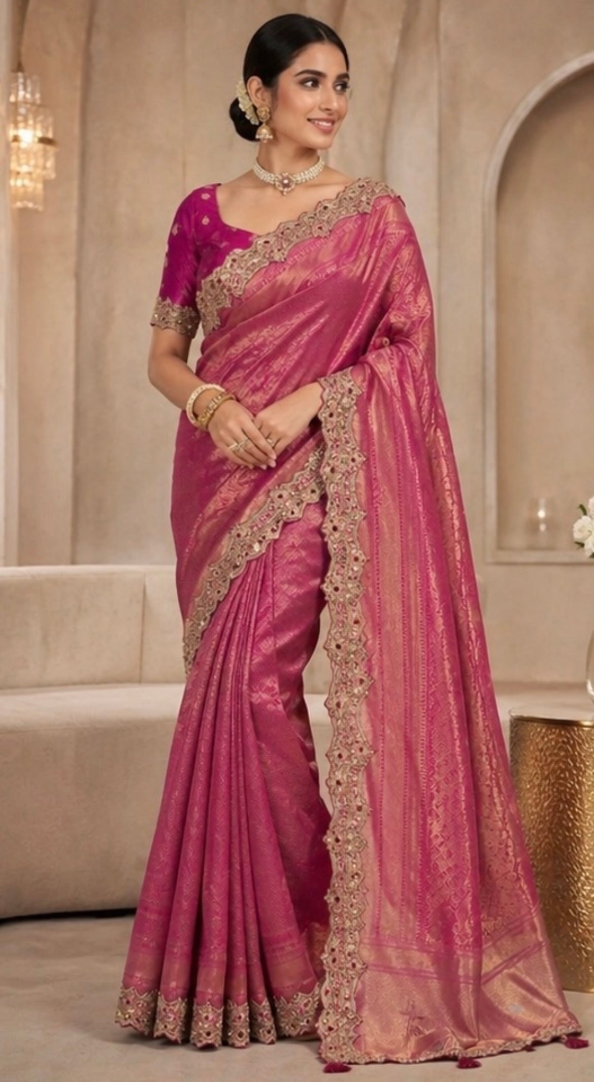 Silk  embroidery saree