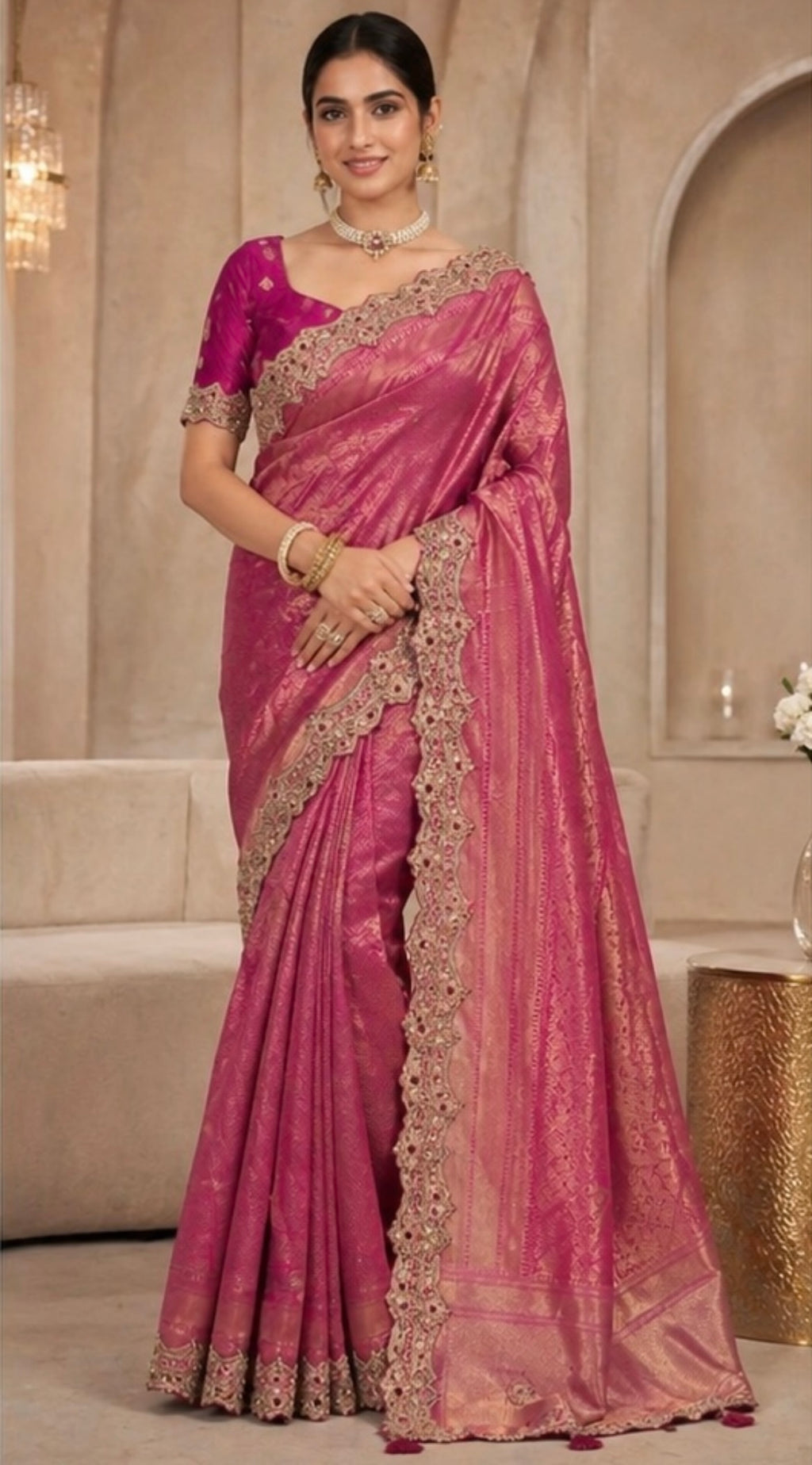 Silk  embroidery saree