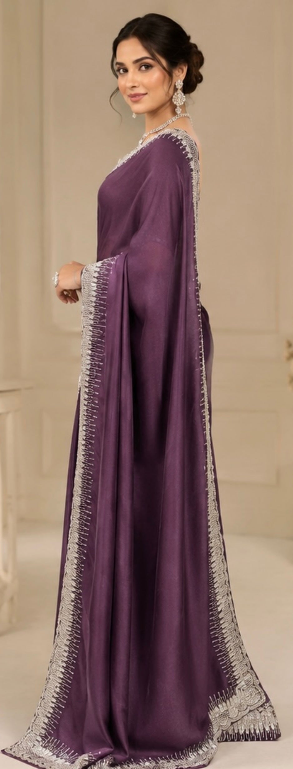 Organza embroidery saree