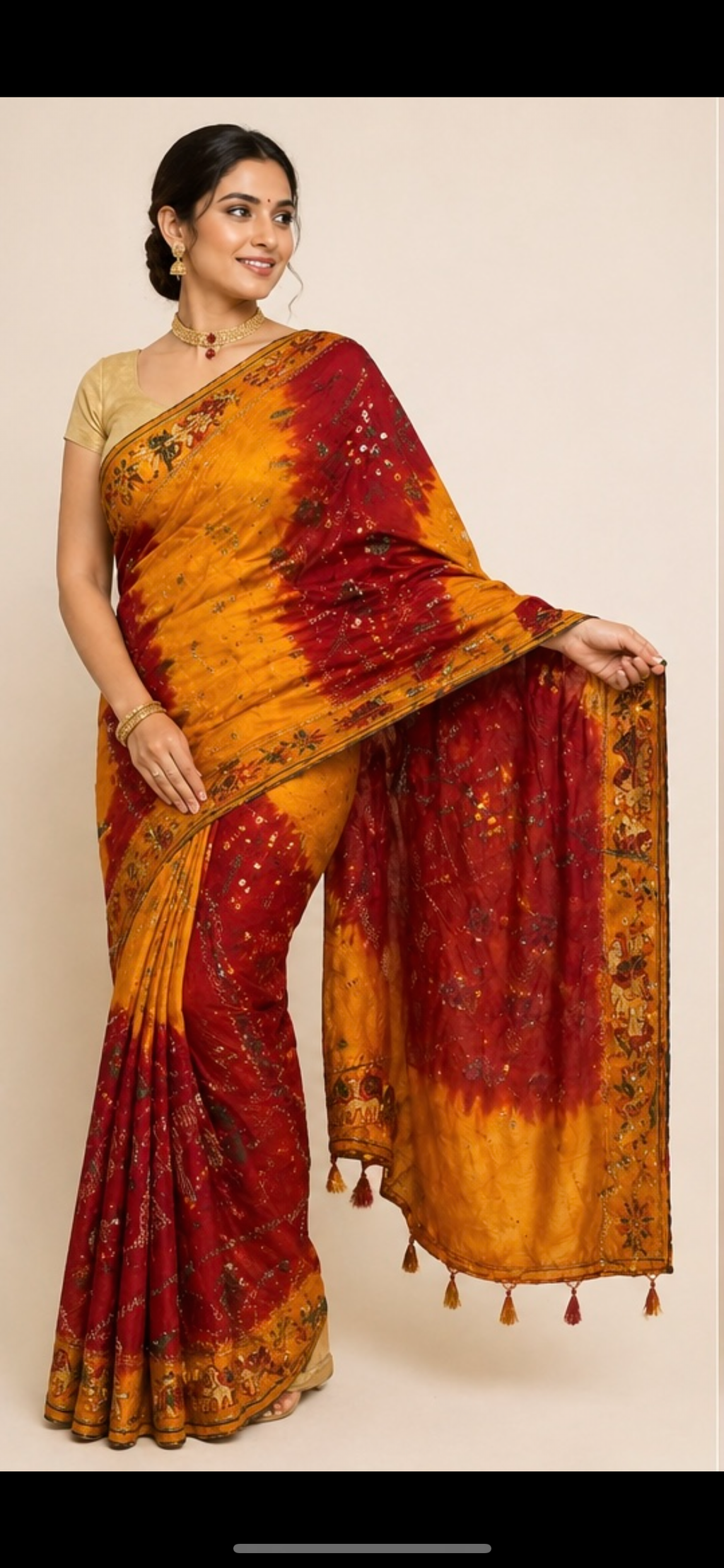 Gorget embroidery saree