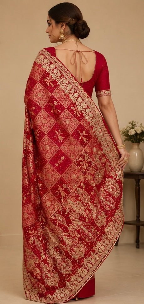 Gorget embroidery saree