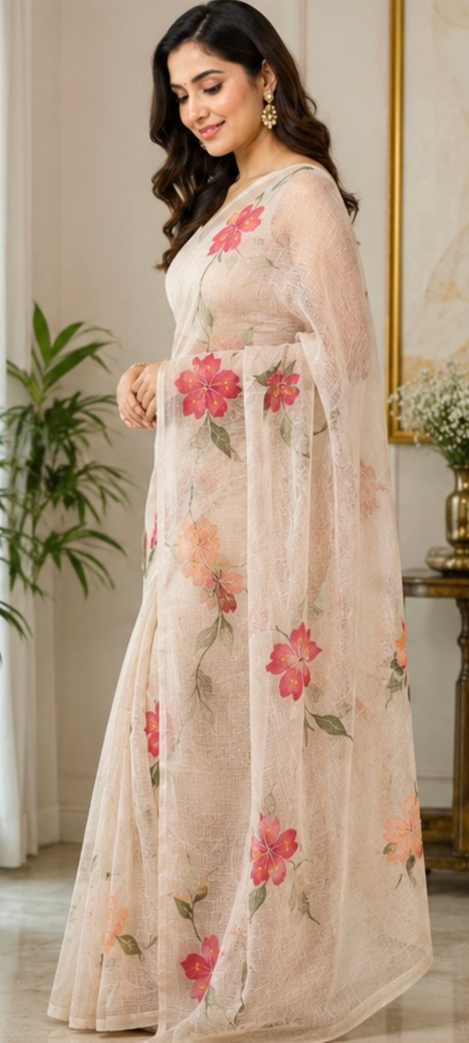Cota doria hand paint saree