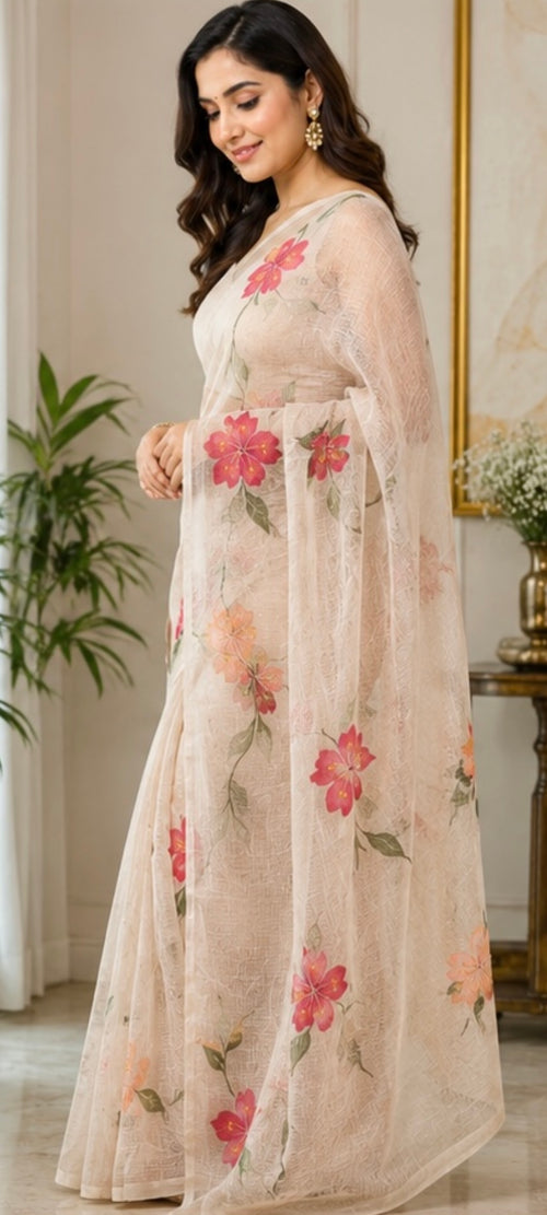 Cota doria hand paint saree