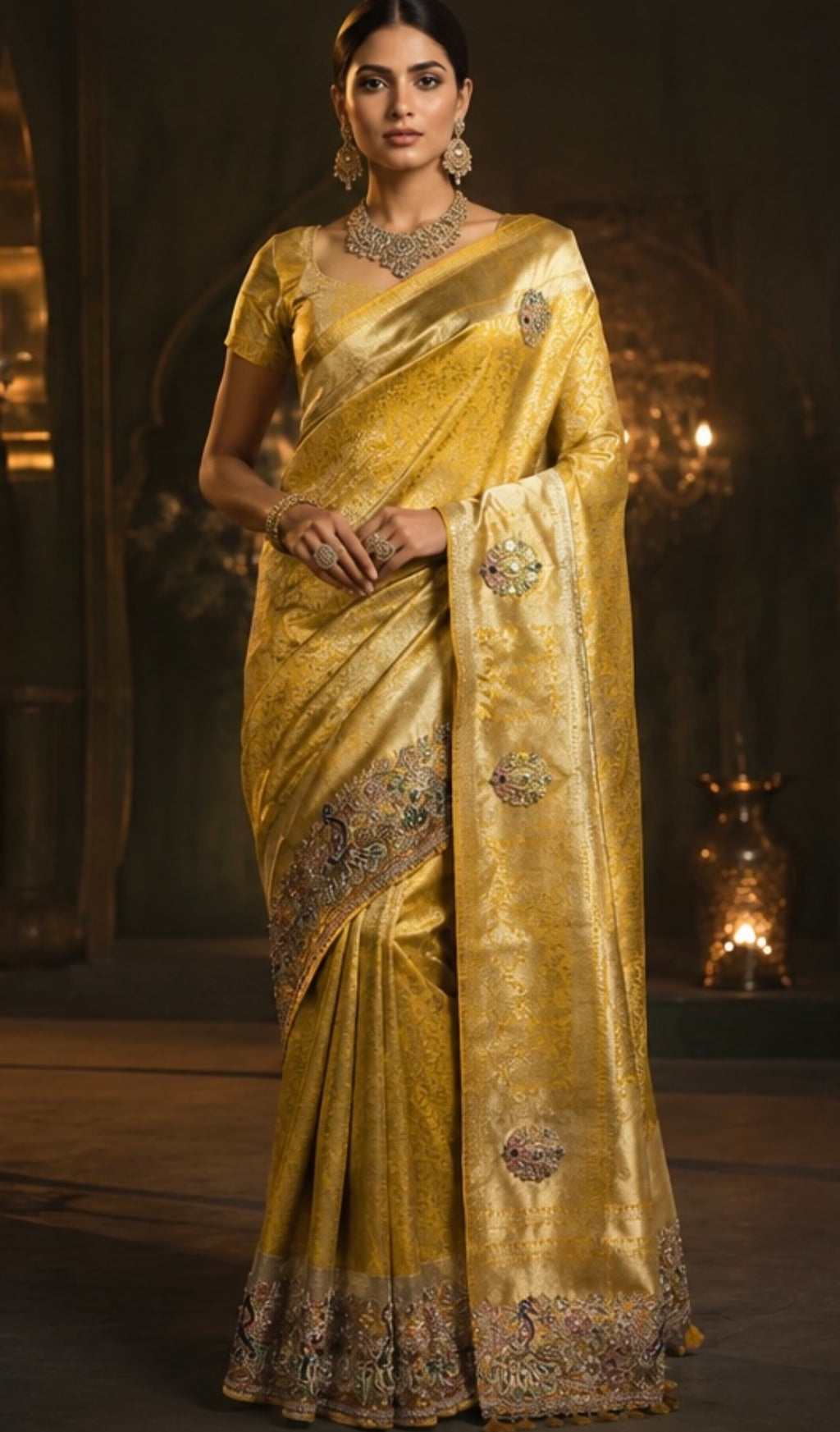 Silk embroidery saree