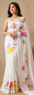 Crape hand paint saree