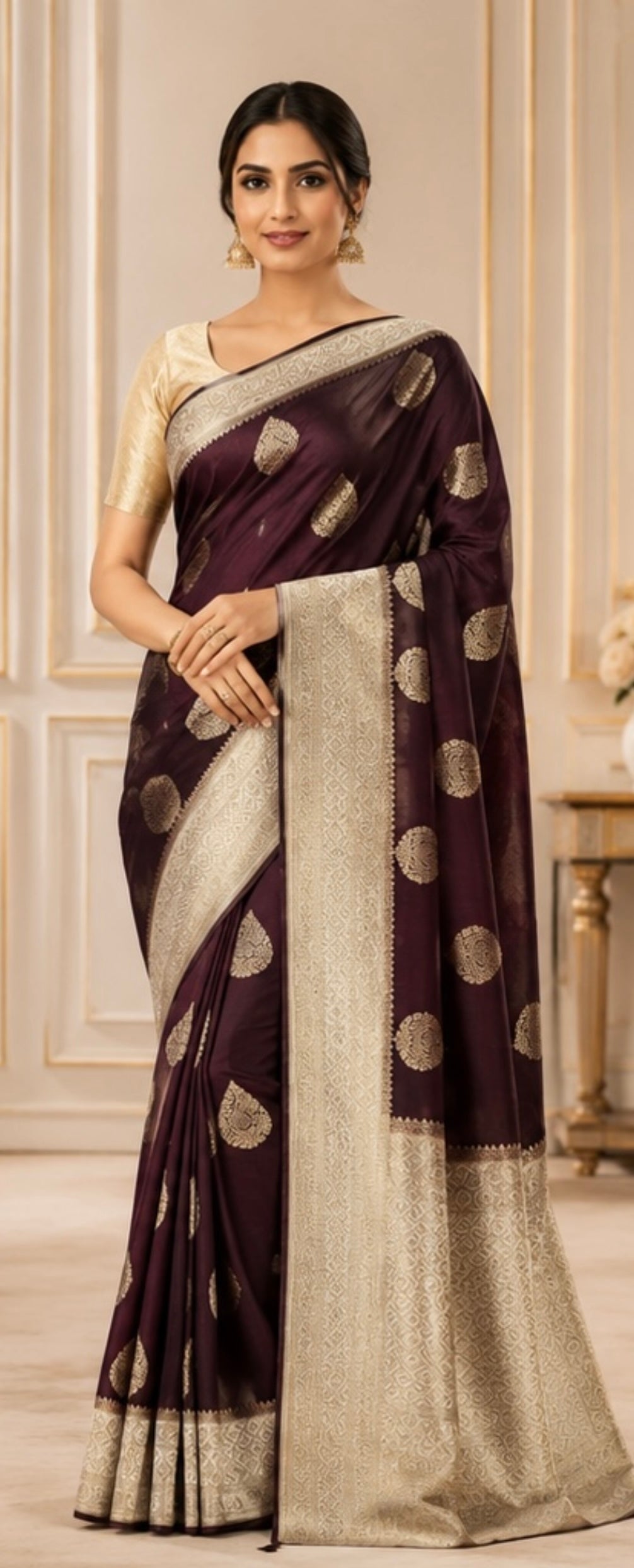 Crape weaving saree