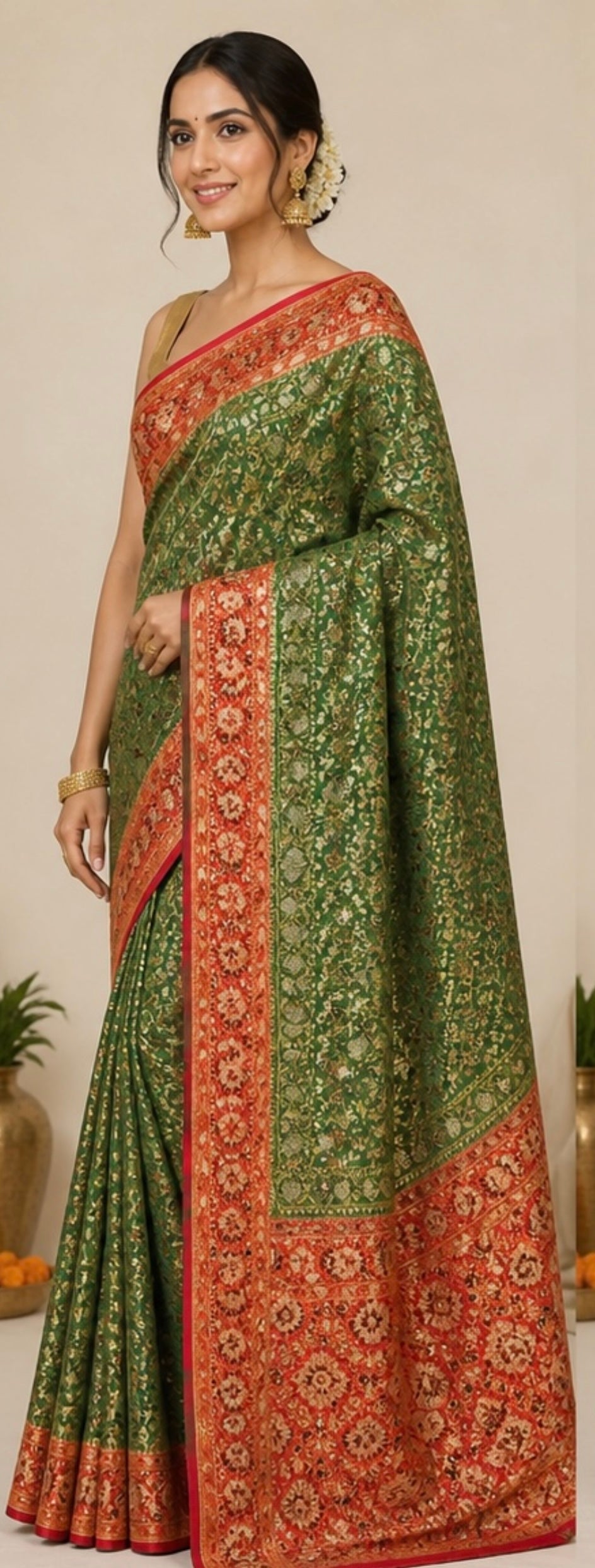 Jamevar silk saree