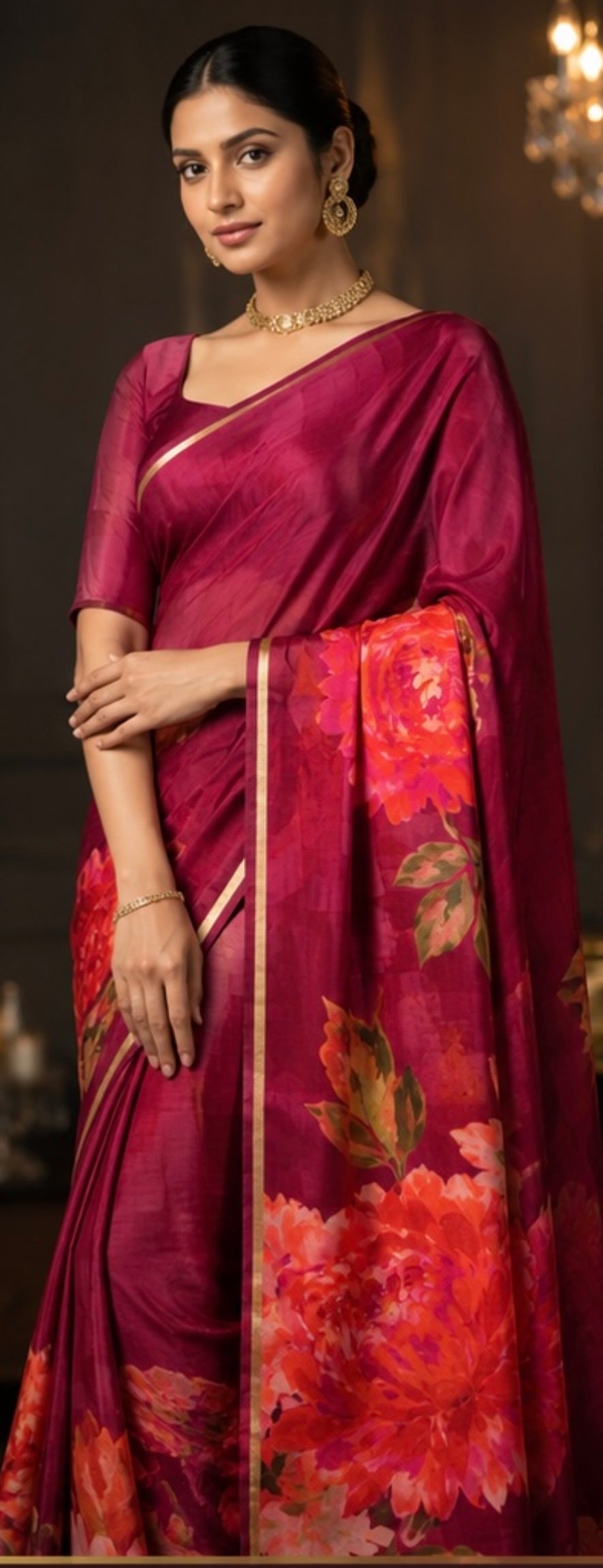 Crape printed saree