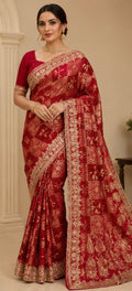Gorget embroidery saree