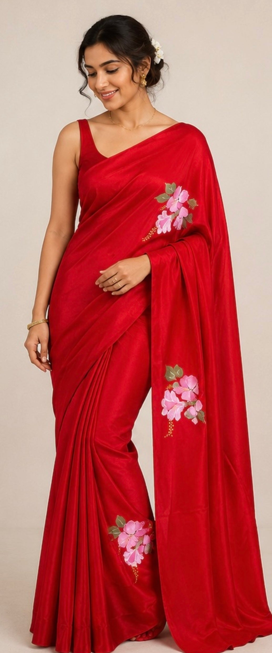 Crape hand paint saree